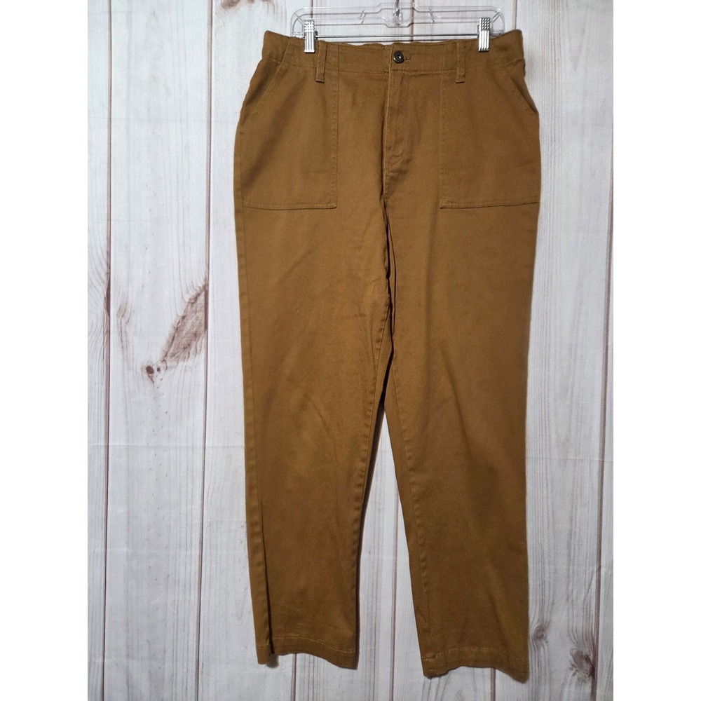 ST JOHN'S BAY Womens Tan Utility Pants Elastic Waist Pockets Size 14